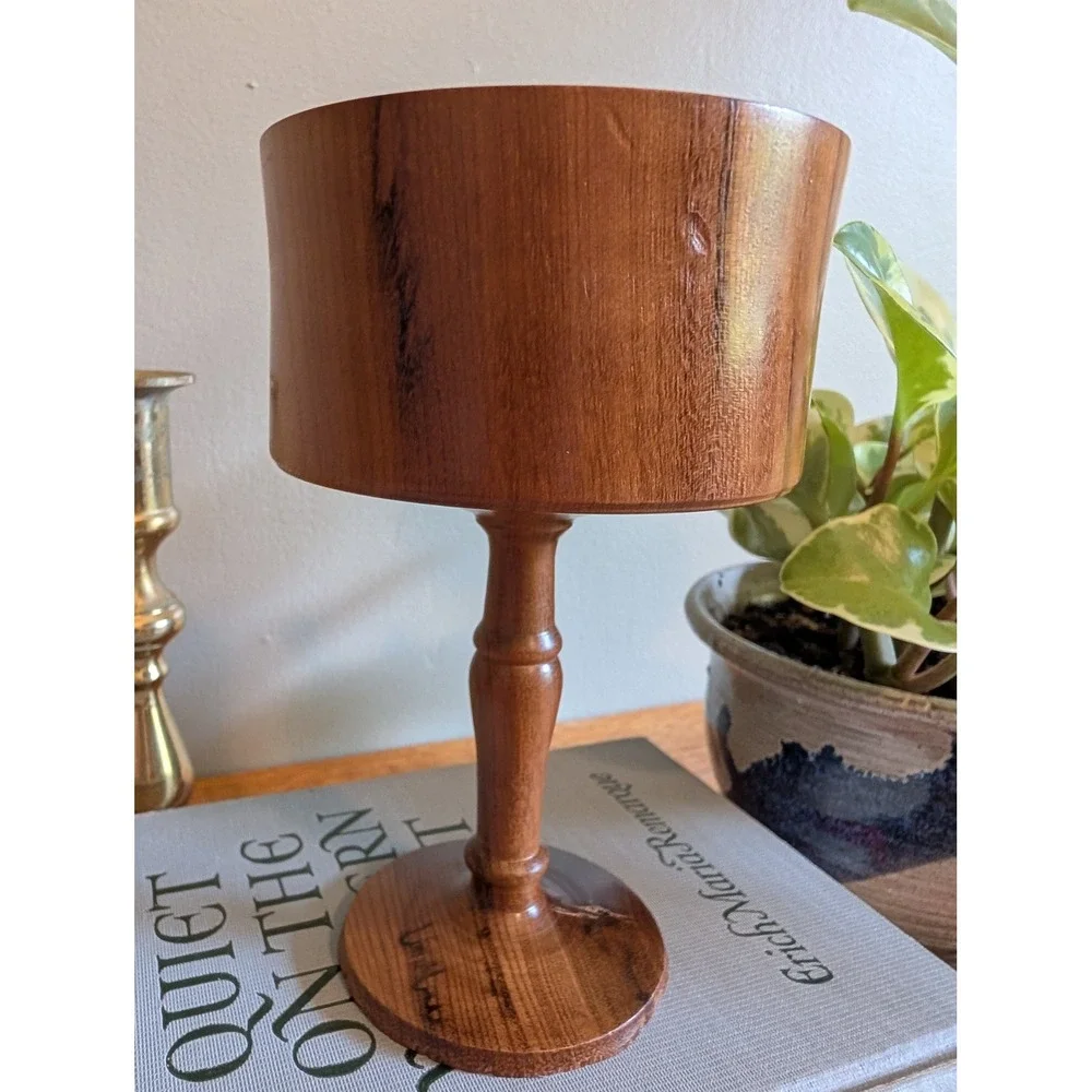 Vintage 1988 Bob Fisher Handmade Myrtlewood Pedestal Goblet Bowl Oregon Wood Art